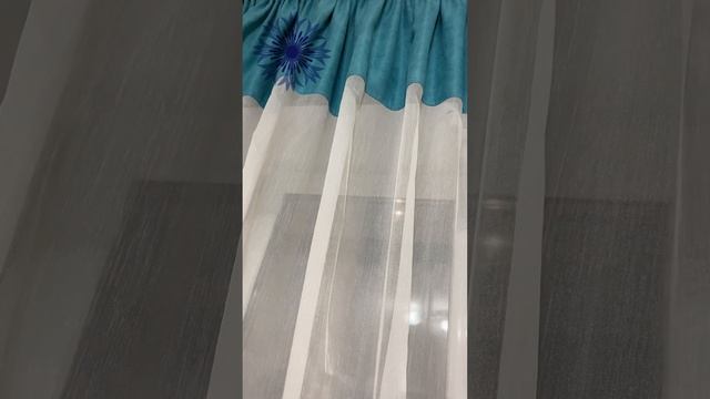 777180 12482 занавеска новая красивая, яркая шторка до подоконника, голубой цвет смотреть онлайн