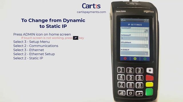 How to Change from Dynamic IP to Static IP on an Ingenico Desk 5000 Credit Card Terminal смотреть онлайн