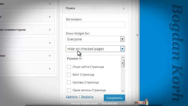 Плагин wordpress для отображения или скрывания виджетов. смотреть онлайн