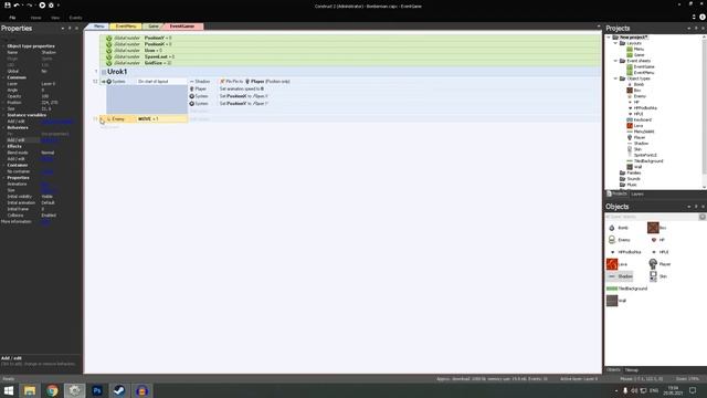 Bomberman в Construct 2 ВРАГИ, РЕТРО МЕНЮ, РАНДОМНОЕ ВЫПАДЕНИЕ БОНУСОВ ЧАСТЬ 2 Урок + CAPX ИСХОДНИК смотреть онлайн