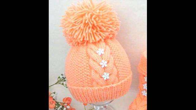 ДЕТСКИЕ МОДНЫЕ вязаные шапки. CHILDREN'S FASHIONABLE knitted hats. смотреть онлайн