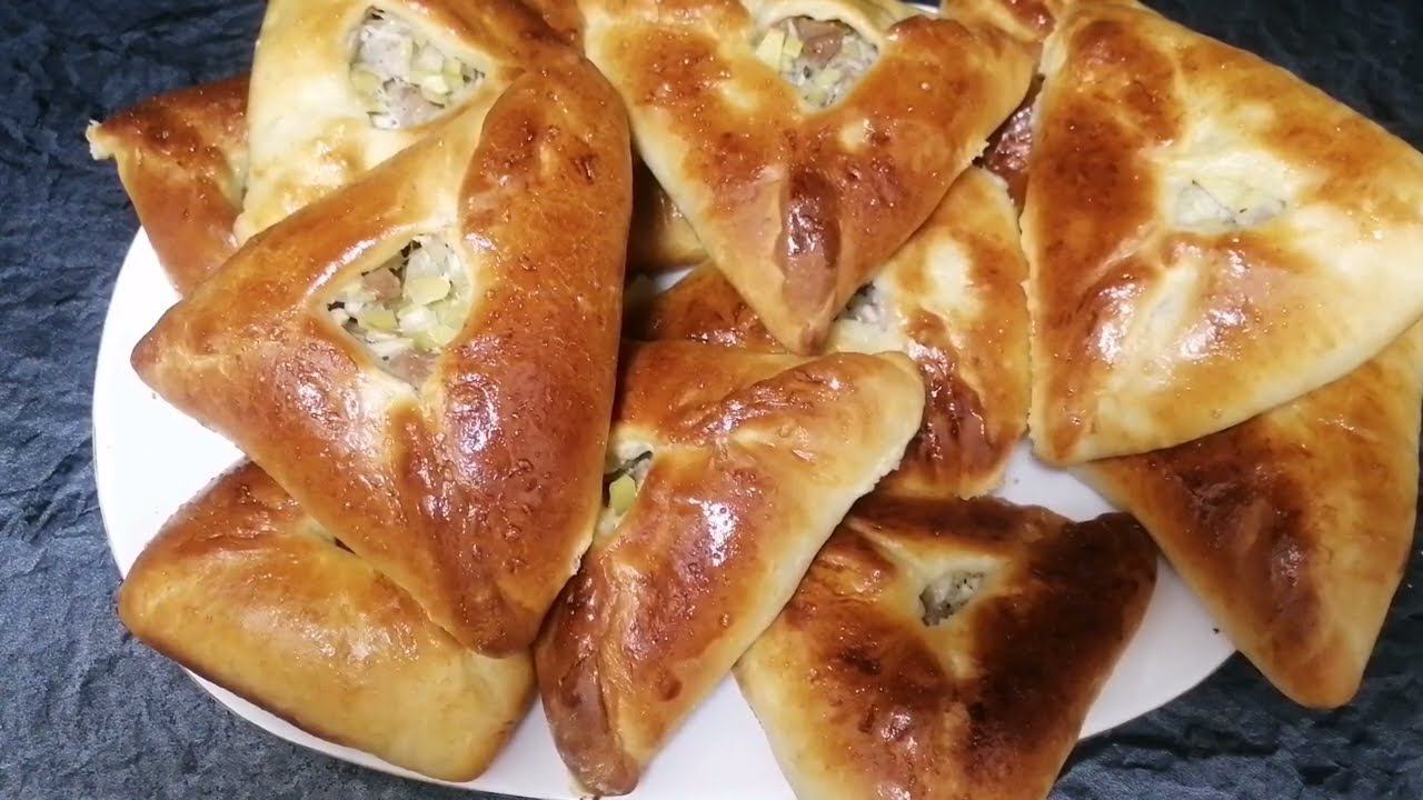 Пироги с мясом и картошкой. Треугольники. Эчпочмаки. смотреть онлайн
