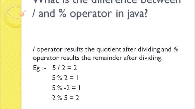 Difference between mod and divide operator in java смотреть онлайн