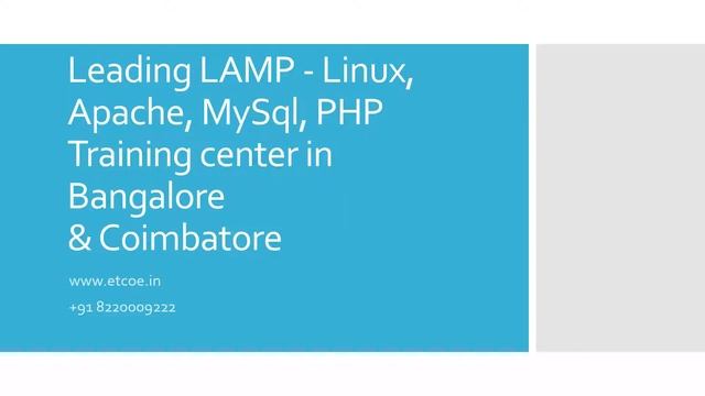 Leading LAMP-Linux, Apache, MySql,PHP TRAINING CENTER IN BANGALORE & COIMBATORE-ETCOE.IN смотреть онлайн