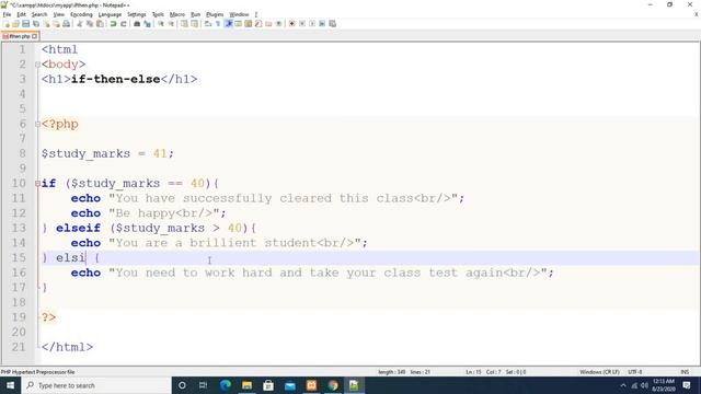 php/mysql: Chapter19: Decision making with if-elseif-else смотреть онлайн