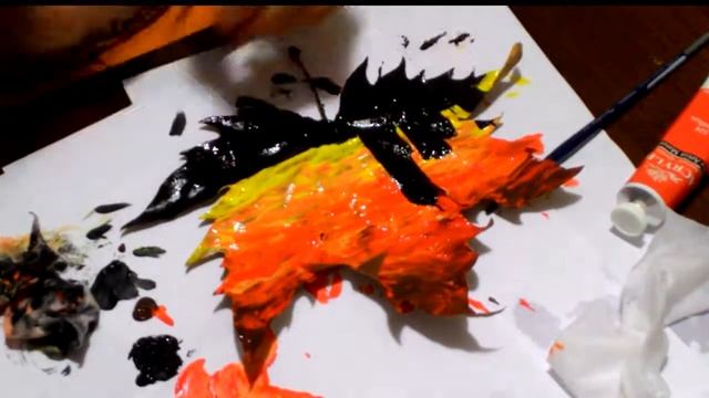 "Maple leaf" рисование акрилом на кленовом листе. Ускорено. Painting on maple leaf Time Lapse смотреть онлайн