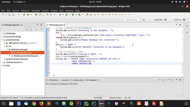CREATE table in SQL using Java Database Connector in Eclipse смотреть онлайн