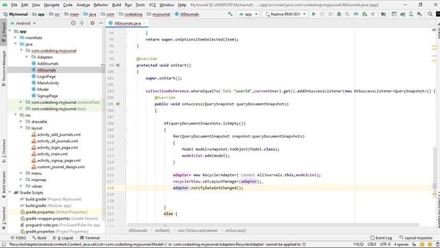 Display Data from firebase to Recyclerview in android-2020||My journal App-#20 смотреть онлайн