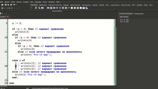 paccal CASE Оператор выбора - разбор кода смотреть онлайн