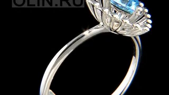 Кольцо «Триллион» из белого золота с топазом смотреть онлайн