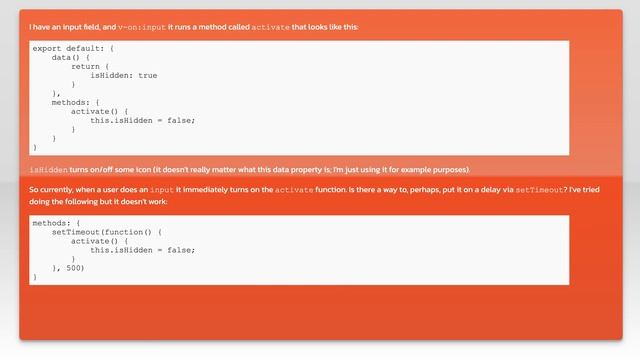 Vuejs - On input, run a function (but with a delay) смотреть онлайн