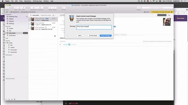 Version control using Tower and Git, Part 4: Working with Stash смотреть онлайн