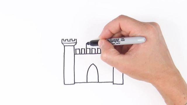 How to Draw a Castle Easy for kids step by step смотреть онлайн