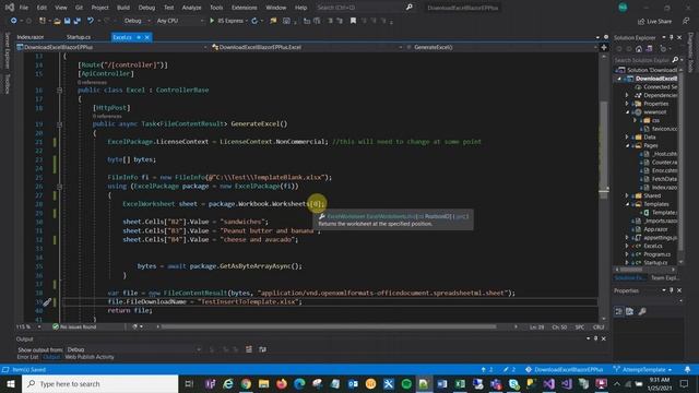 EPPlus Blazor .Net 5 Create Excel File From Template смотреть онлайн