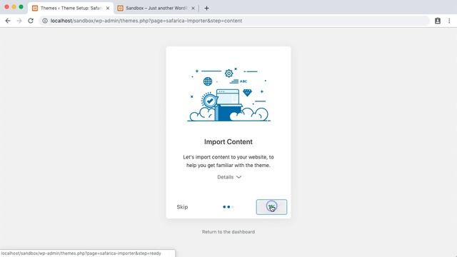 Setup wizard - Safarica WordPress theme смотреть онлайн