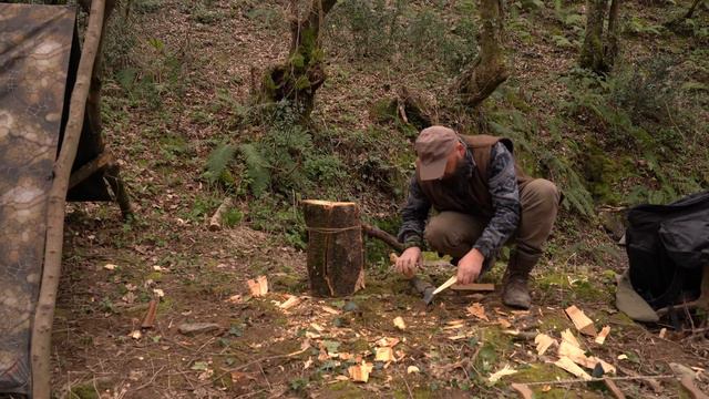 Camping Alone By The River, Swedish Fire, Chicken Burger, Relaxing In An Awning Shelter With My Dog