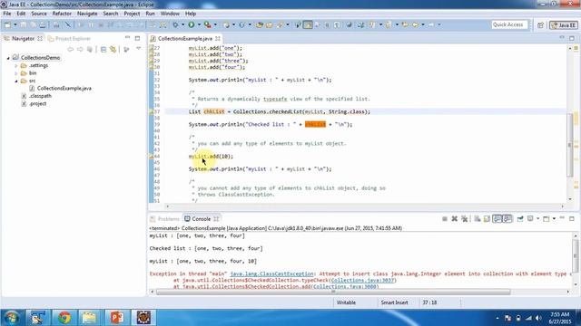 Collections (CheckedList method) | Java Collection Framework смотреть онлайн