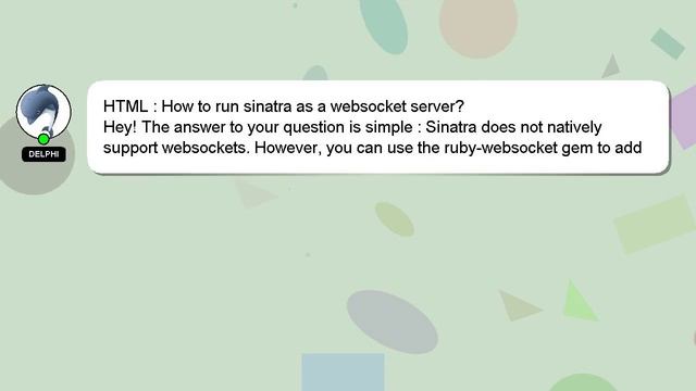 HTML : How to run sinatra as a websocket server? смотреть онлайн