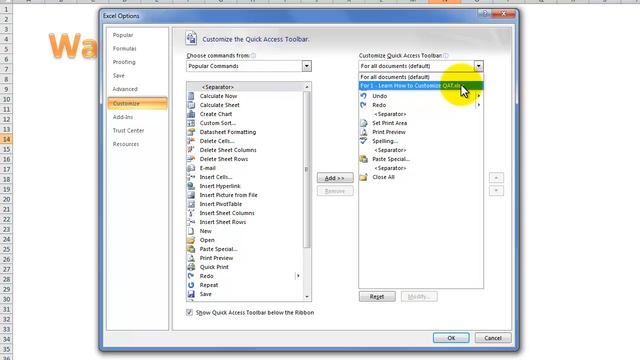 How to Customize the Quick Access Toolbar in Excel 2007 or Excel 2010 смотреть онлайн