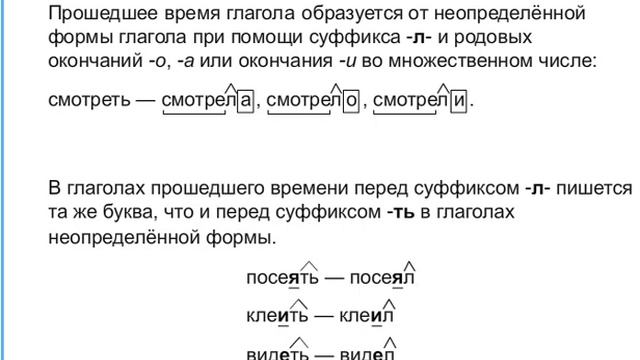 правописание безударного суффикса в глаголах прошедшего времени смотреть онлайн