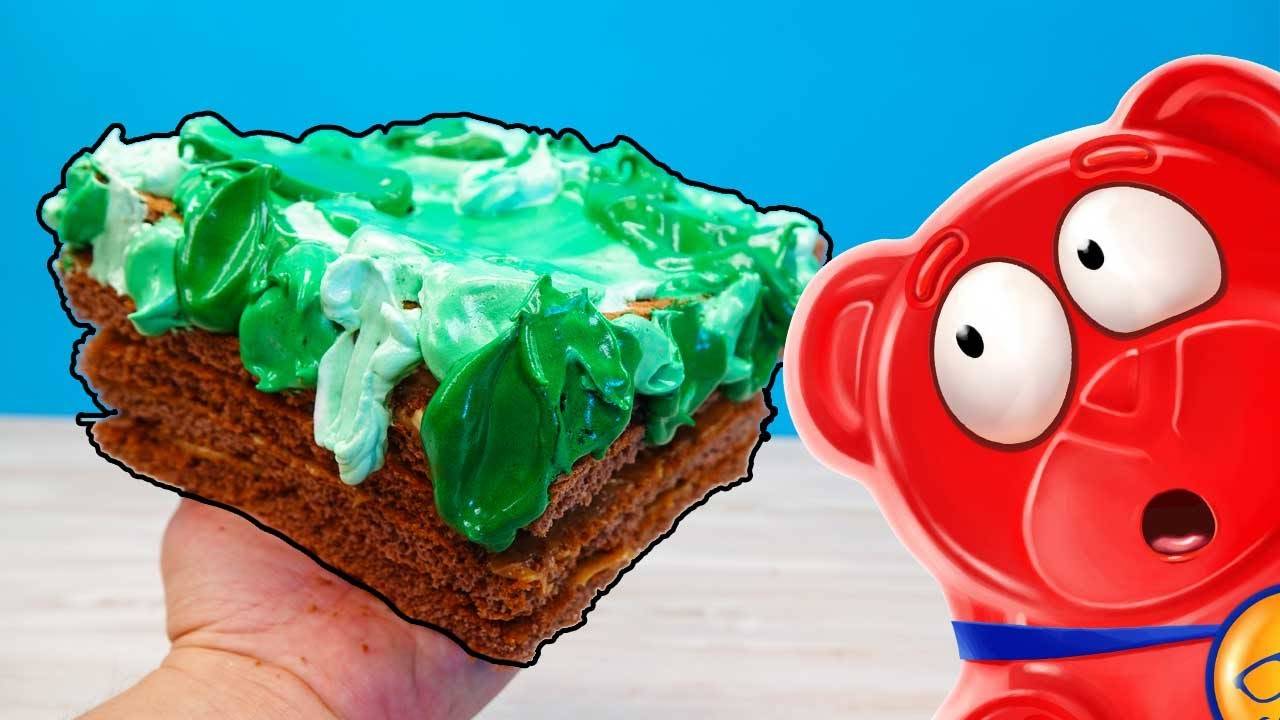 Майнкрафт торт от желейным медведем Валерой смотреть онлайн