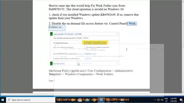 Fix Work Folder sync Error 0x8007017C, The cloud operation is invalid on Windows 10 смотреть онлайн