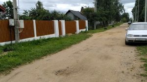 Забор из асбестоцементных труб и металлоштакетника на свайноростверковом фундаменте. Минская область