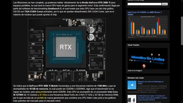 La Nvidia GeForce RTX 3080 Ti Mobile con 7424 CUDA Cores y 16GB GDDR6 se deja ver смотреть онлайн