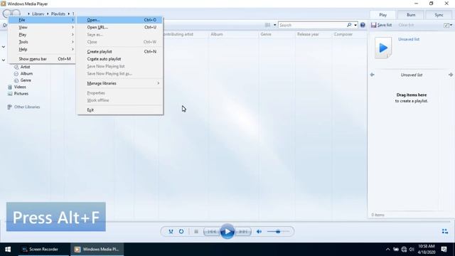 Show the file menu shortcut key in window media player смотреть онлайн