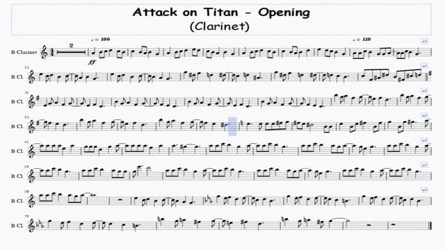 Attack on Titan - Opening - Clarinet Free Sheet Music смотреть онлайн