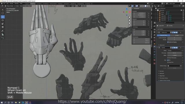 Blender Anime Modeling Violet Evergarden Part 1 - Prosthetic Arm | Nhij Quang - Blender 3D смотреть онлайн
