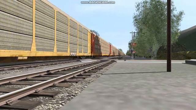 Trainz: CSX SD70MAC Leads An Autorack Past Montevideo Road, MD