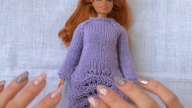 vlog платье для куклы/узор волна/вязание спицами смотреть онлайн