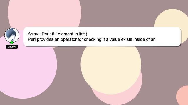 Array : Perl: if ( element in list ) смотреть онлайн