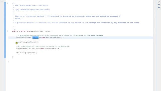 Java Interview Question And Answer What is Protected method in Java смотреть онлайн