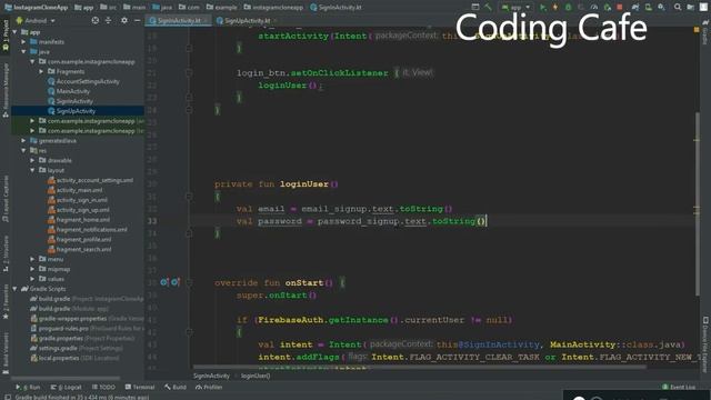 Kotlin Android Instagram App with Firebase Tutorial 09 - Firebase Signin & Firebase Sign Out смотреть онлайн