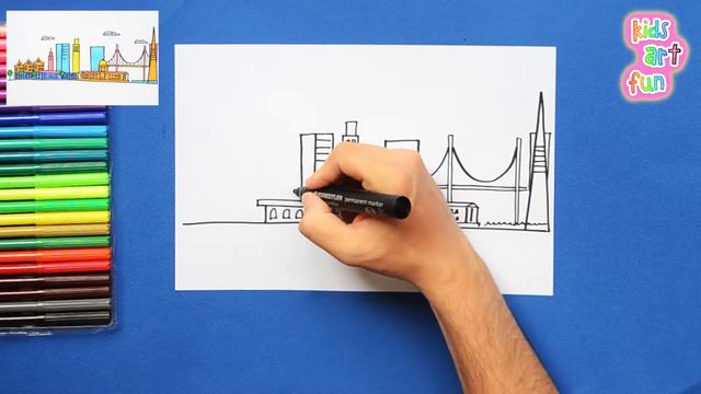 How to draw San Francisco city skyline смотреть онлайн