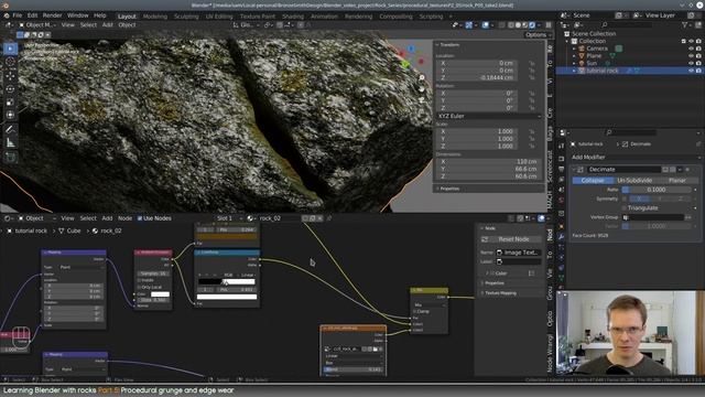Learning blender with rocks part 5, procedural edge wear and grunge. смотреть онлайн