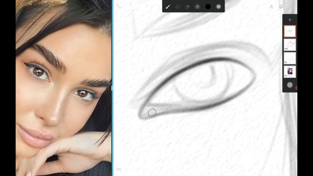 Drawing portrait on Infinite painter \ How to draw a sketch смотреть онлайн