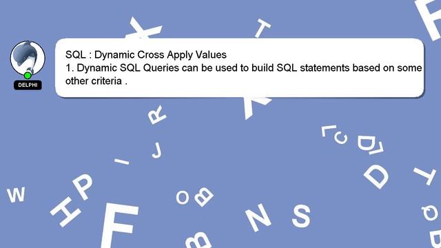 SQL : Dynamic Cross Apply Values смотреть онлайн