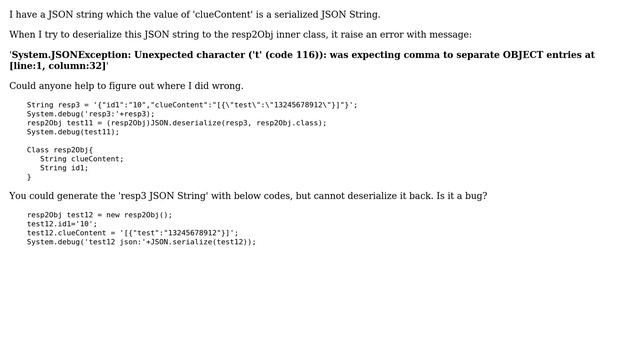 Salesforce: How to deserialize JSON string with serialized object as map value? смотреть онлайн