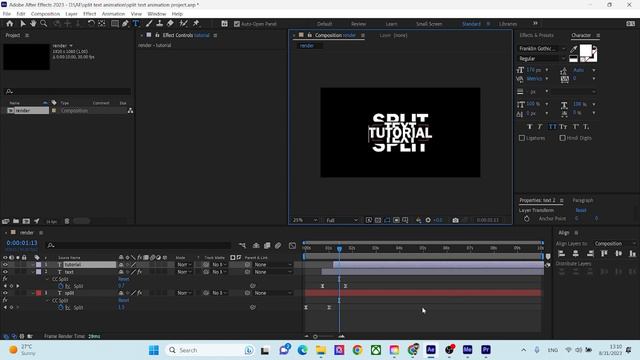 “After Effects Tutorial” Анимация Раздвоения Текста (Split Text Animation) смотреть онлайн