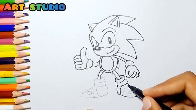 How To Draw Sonic Drawing Tutorial | Easy Sonic Drawing Painting for kids Beginners | Art studio смотреть онлайн