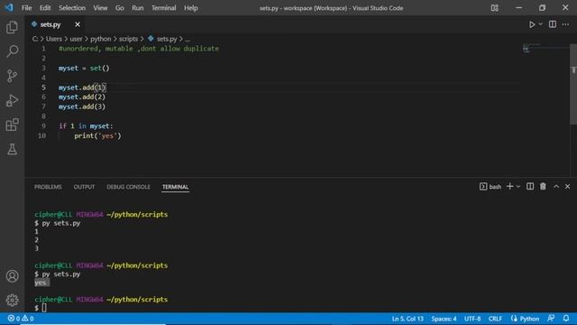 Checking elements in Python sets - Advanced Python - Programming Tutorial смотреть онлайн