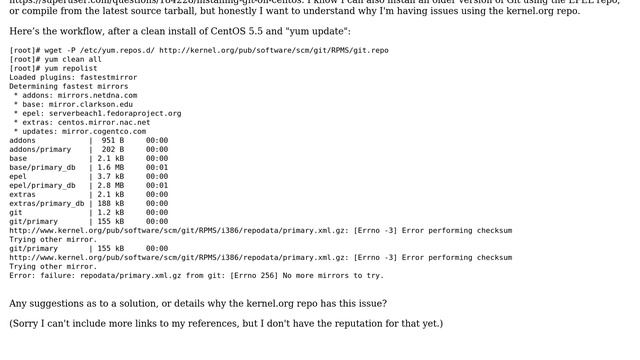 Yum Error Installing Git from kernel.org Repo смотреть онлайн