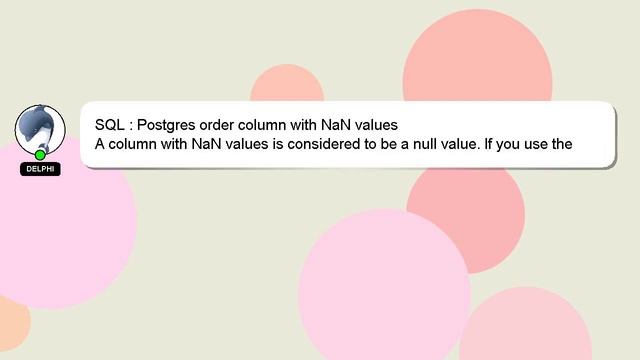 SQL : Postgres order column with NaN values смотреть онлайн