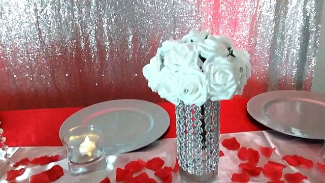 DIY Red White and Silver Bling Table Setting, DIY DOLLAR TREE TABLE SETTING смотреть онлайн