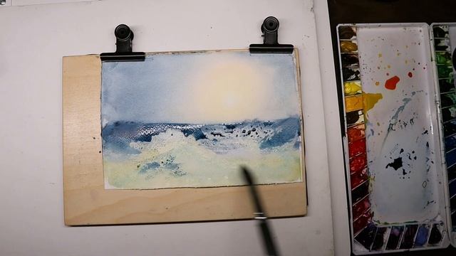 Как нарисовать волны акварелью. смотреть онлайн