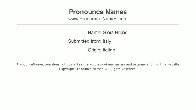 How to pronounce Gioia Bruno (Italian/Italy) - PronounceNames.com смотреть онлайн