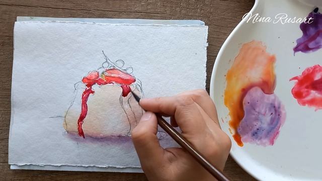 Рисуем пирожное акварелью. Рисование для начинающих. смотреть онлайн